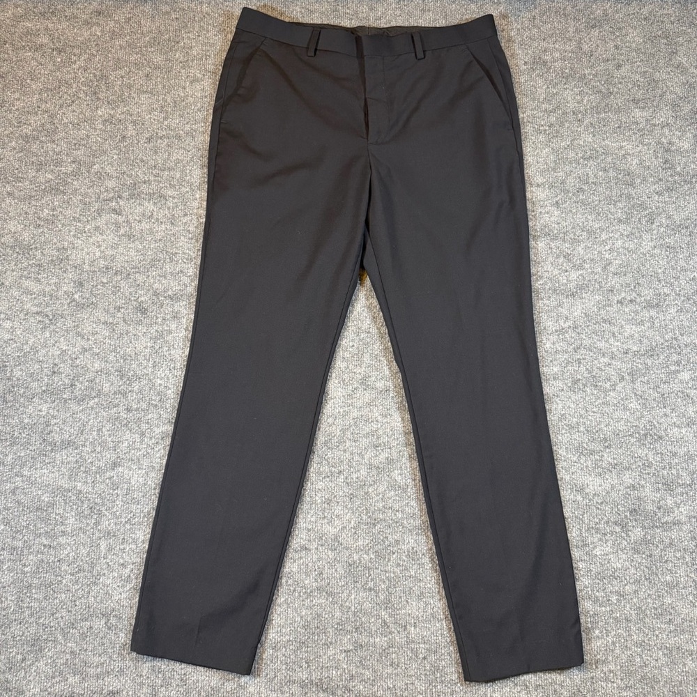 Express Mens Pants‎ Black Extra Slim Fit Flat Front Wool Blend 32x32